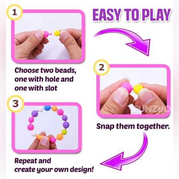 New Snap Pop Beads for Kids Jewelry Making Kit DIY Bracelets Hairband - Picture 6 of 13